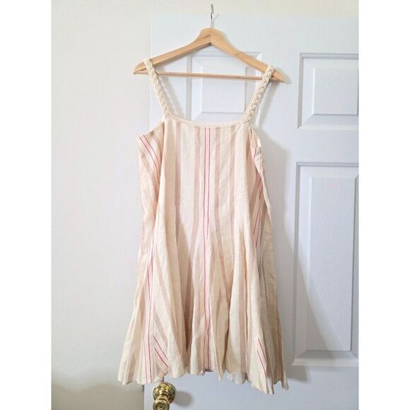 ALEXIS Dimma Sleeveless Linen Mini Dress in Heather Beige Stripe Size L - Picture 7 of 10